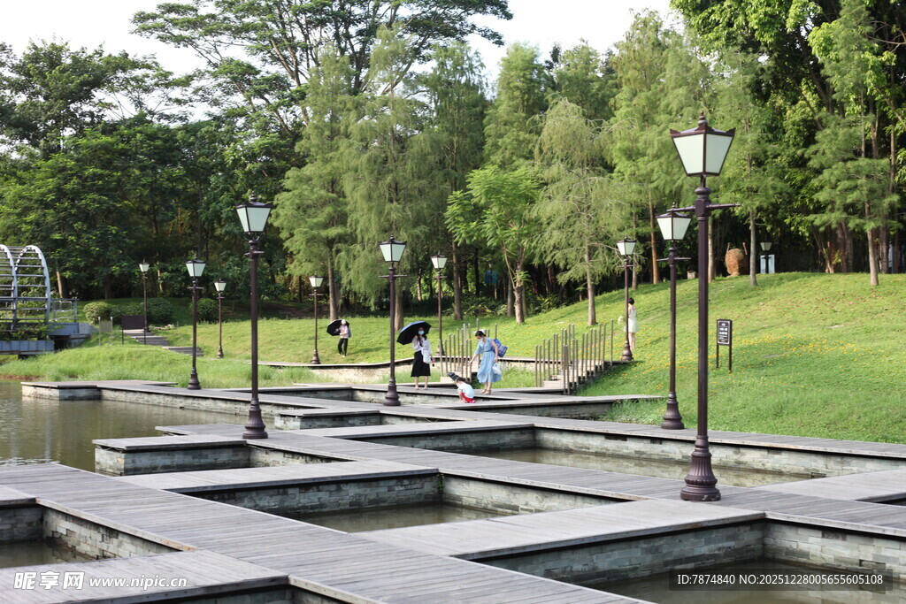 公园中的休闲水景区域