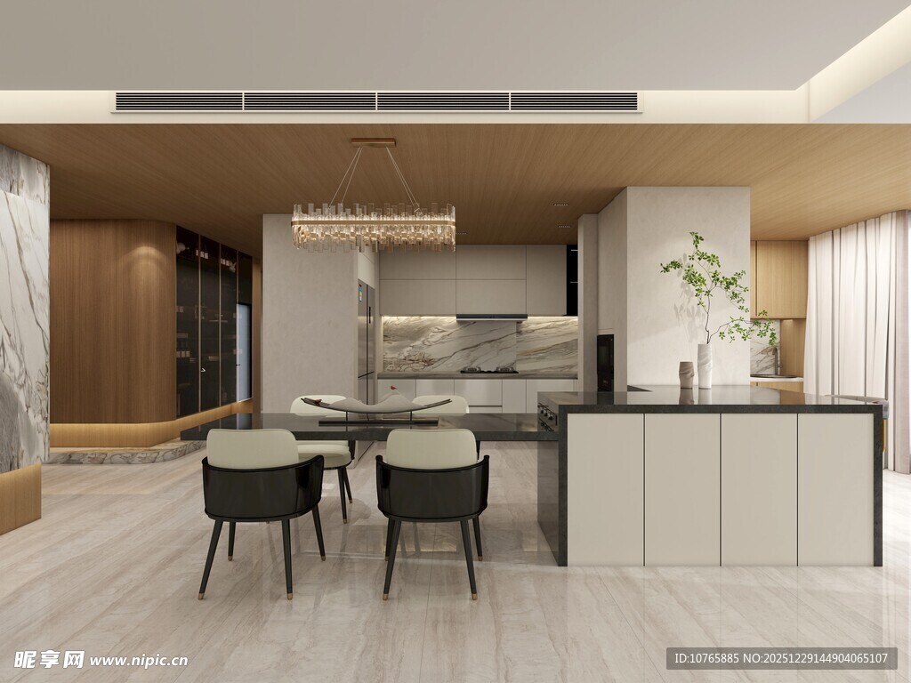 现代简约风开放式厨房餐厅