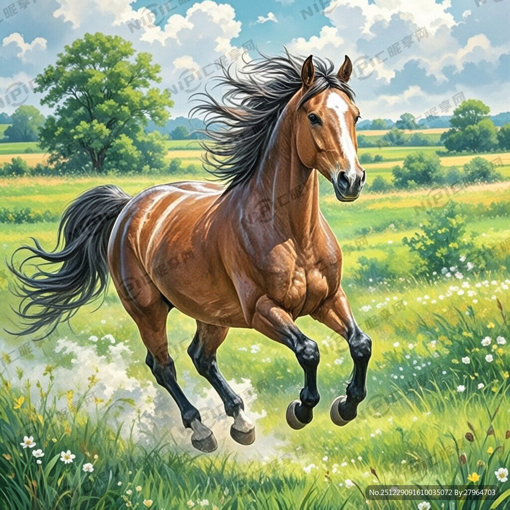 小暑节气 马 插画