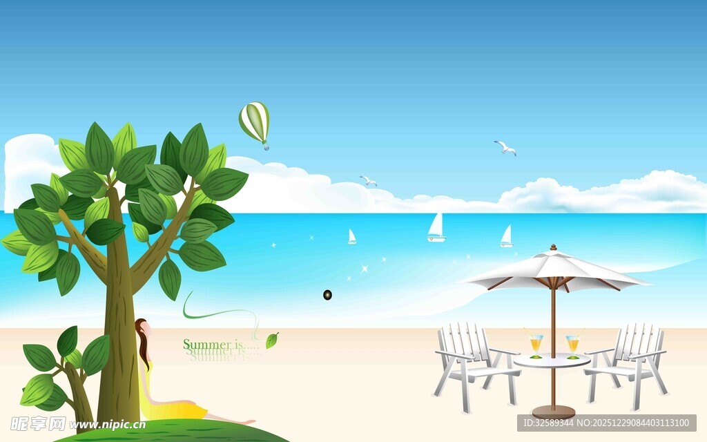 海边休闲场景惬意时光