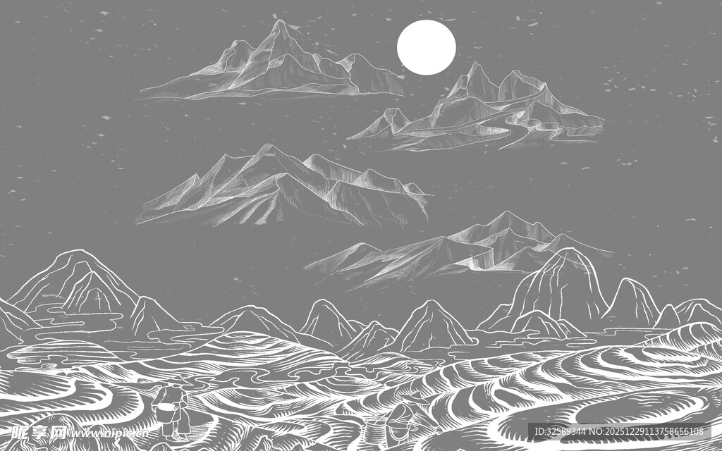 月夜下的山水景致