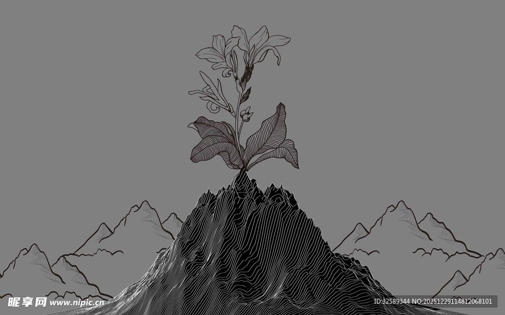 书本上生长的树于山巅