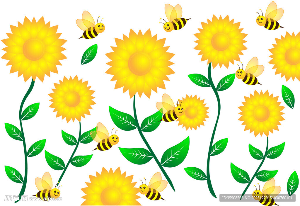 向日葵与蜜蜂插图