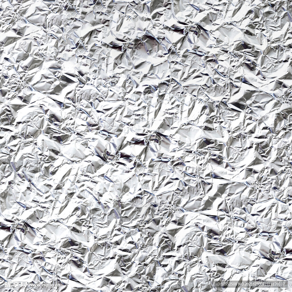 银色褶皱金属箔纹理