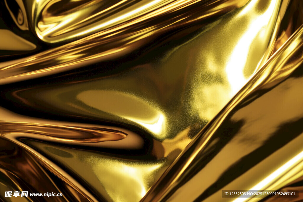 金色光泽褶皱金属质感布料
