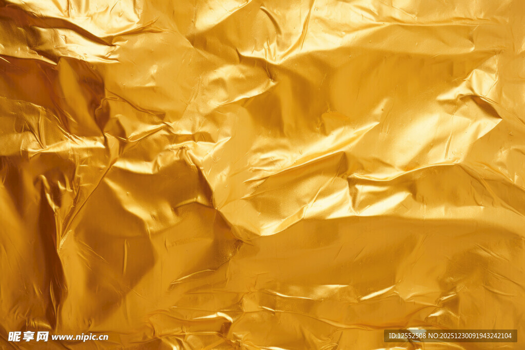金色褶皱箔纸纹理