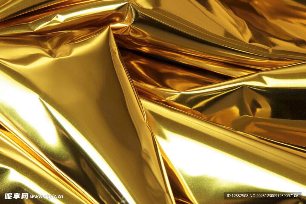 金色褶皱金属质感布料