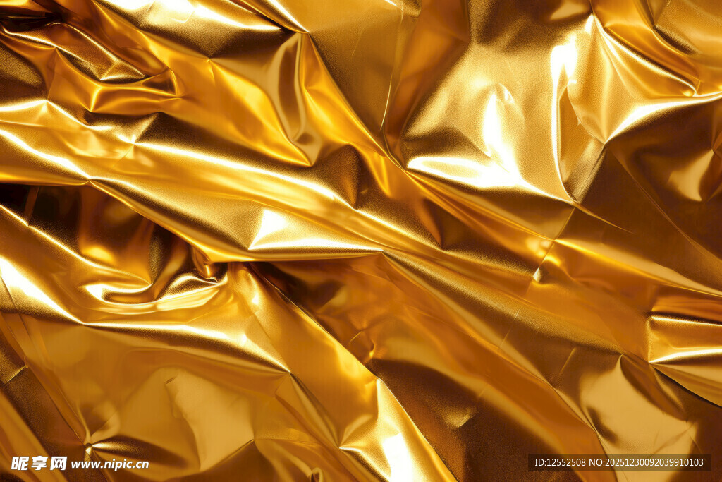 金色褶皱金属质感布料