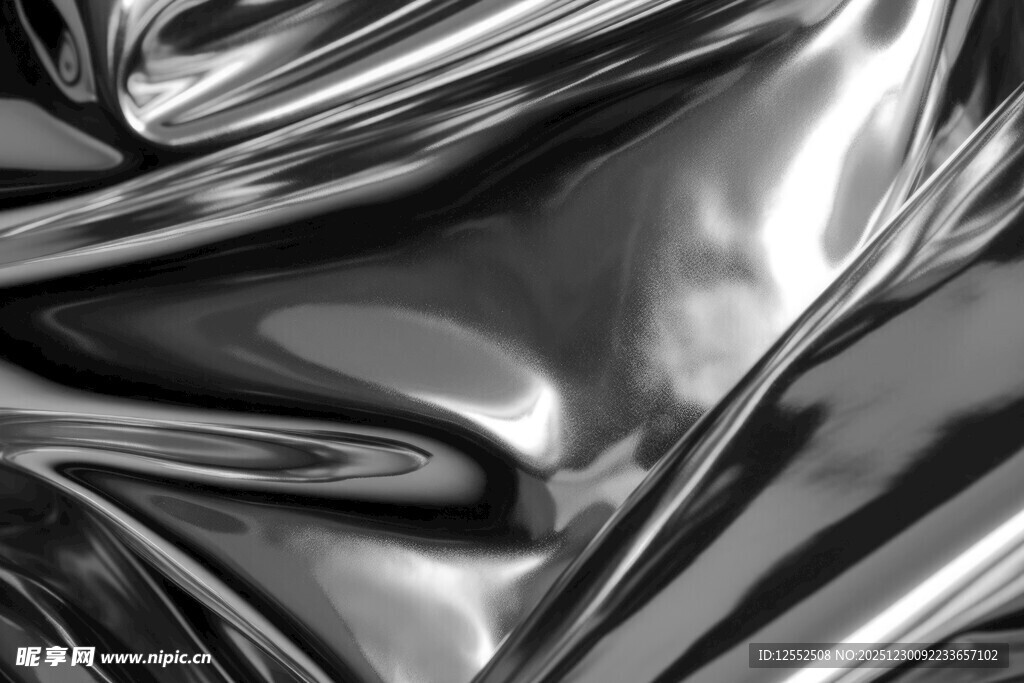 银色光泽褶皱金属质感布料