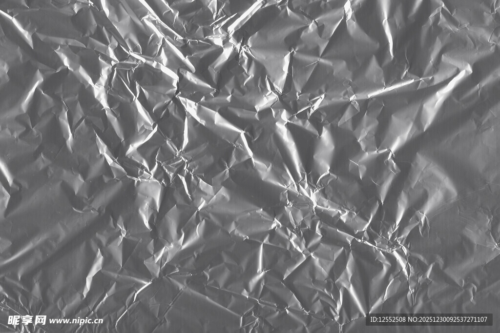 褶皱银色金属箔纹理