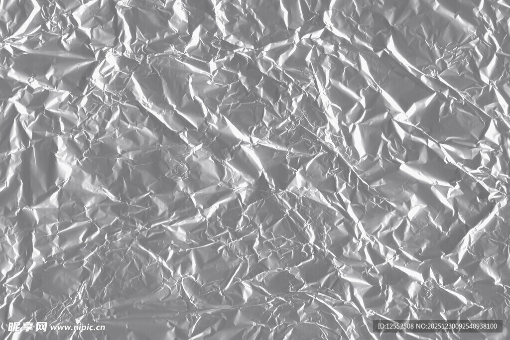 银色褶皱铝箔纹理
