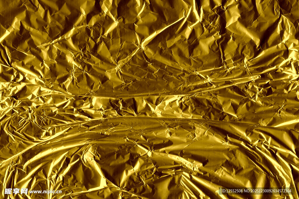 金色褶皱纹理金属质感图