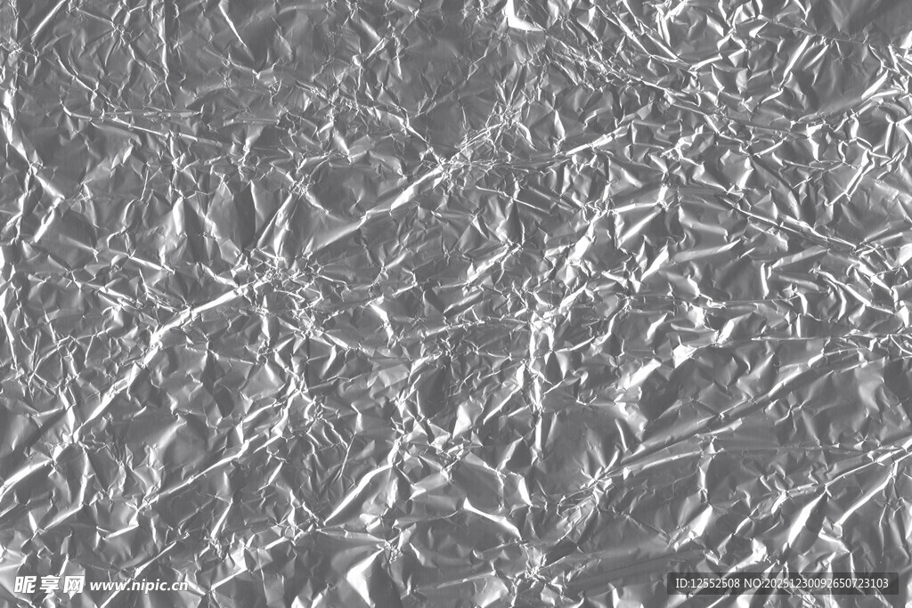 银色褶皱铝箔纹理