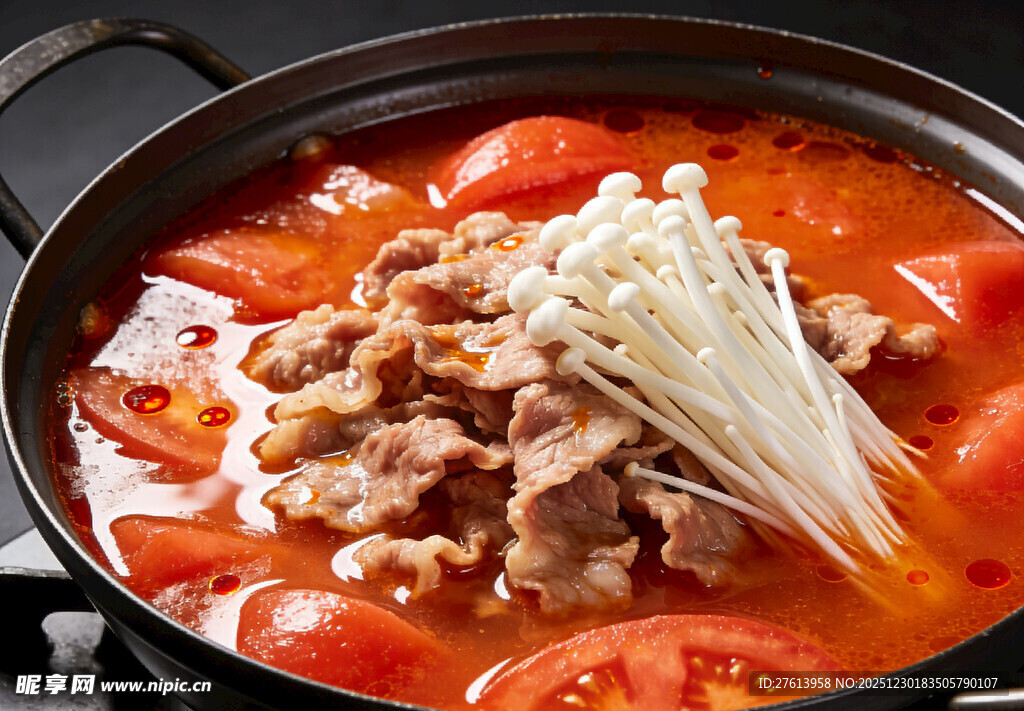 番茄牛肉金针菇火锅