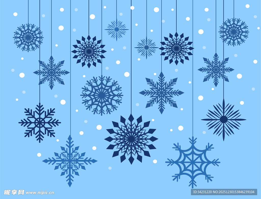 蓝色雪花装饰挂件