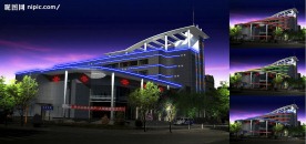 夜色下的中国联通标志性建筑