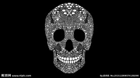 黑色背景花纹骷髅