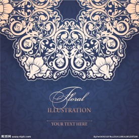 蓝色欧式花纹复古背景