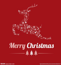 圣诞节红底雪花小鹿矢量