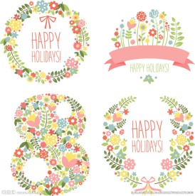 4款三八妇女节花环背景