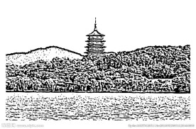 雷峰塔黑白图