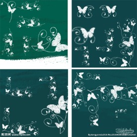 时尚的蝴蝶花纹装饰PS笔刷