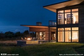 外国别墅 豪宅夜景