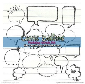 铅笔手绘卡通涂鸦对话框、消息框