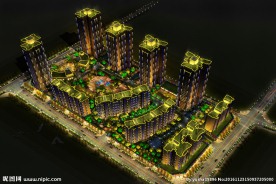 中央华府鸟瞰图夜景亮化