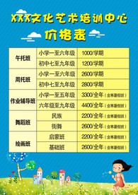 展板 海报 价格表 儿童 培训