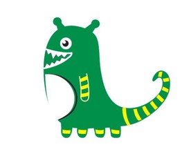 卡通长尾怪物 多色矢量图