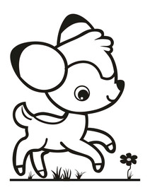 单色可爱卡通动物小鹿矢量图