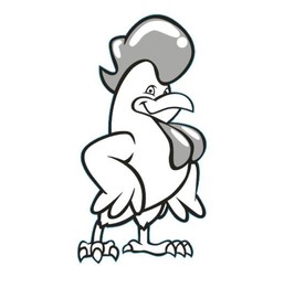 卡通单色黑大公鸡矢量图