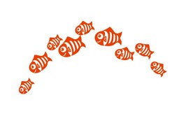 卡通鱼群跳跃矢量图