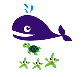 海洋生物鲸鱼海龟海星星卡通图