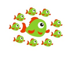 可爱鱼群卡通矢量图