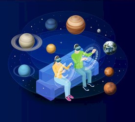 矢量虚拟现实模拟器插画设计