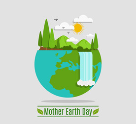 创意世界地球日自然瀑布风景