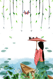 清明节 海报 清明踏春 古风