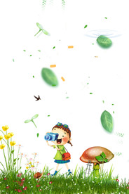 清明节踏青  卡通人物