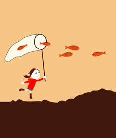 捕小鱼的小女孩