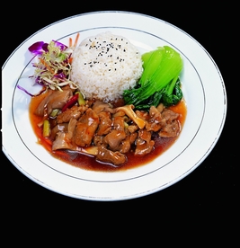 平菇肉片饭