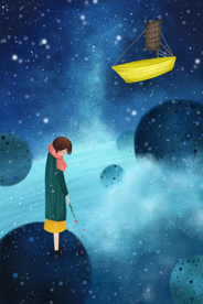 梦幻插画 卡通 手绘梦幻插画