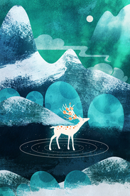 梦幻插画 卡通 动物梦幻插画