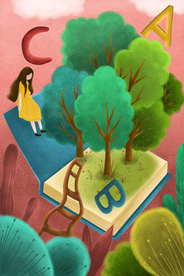 梦幻插画 卡通风景插画