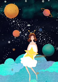 梦幻插画 少女手绘插画