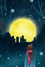 梦幻插画 卡通风景插画