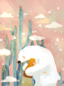 卡通动物梦幻插画