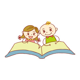卡通学生读书