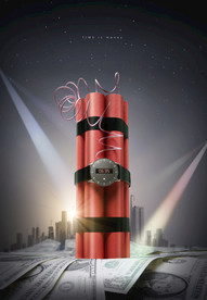 创意时间与天空成合背景